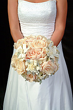 新娘,拿着,花束,玫瑰