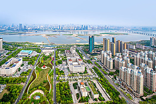 鸟瞰南昌城市建筑景观
