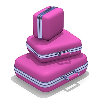 粉色,手提箱,白色背景