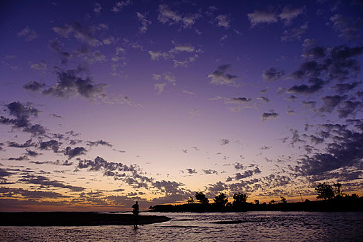 黃昏,泻湖,区域,塞内加尔,非洲