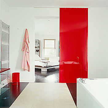 滑动,红色,门,浴室,主卧室