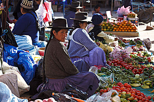 玻利维亚,市场,盖丘亚族,女人,销售