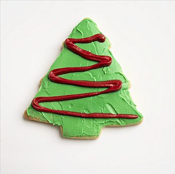 圣诞树,饼干,白色背景