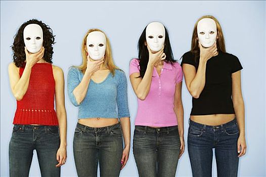 女青年,遮盖,脸,面具