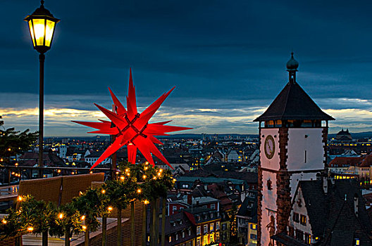 圣诞节,时间,老,城镇,布赖施高,巴登符腾堡,德国,欧洲