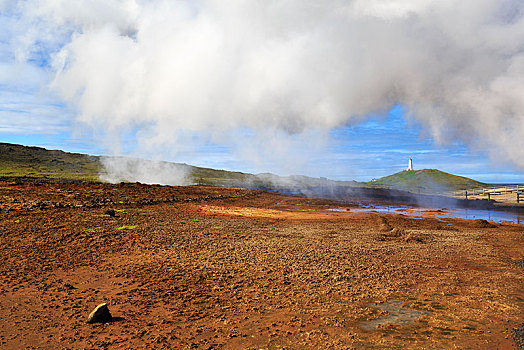 热,火山,蒸汽,高,温度,区域,靠近,后面,灯塔,半岛,雷克雅奈斯,雷克雅未克,冰岛,欧洲