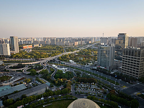 河南省郑州市城市建筑风光航拍图片