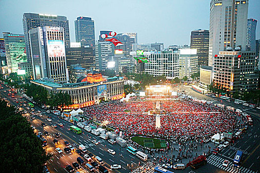 2008年,世界杯,欢呼,首尔,广场