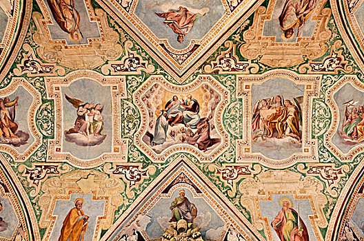 天花板,壁画,柱廊,凉廊,大教堂,罗马,拉齐奥,意大利,欧洲