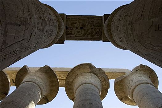 柱子,多柱厅,卡尔纳克神庙,路克索神庙,尼罗河流域,埃及,非洲