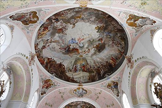 圆顶,绘画,教堂,上巴伐利亚,德国,欧洲