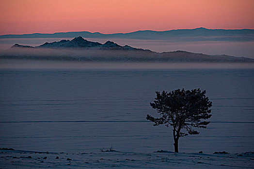 黃昏,贝加尔湖,伊尔库茨克,区域,西伯利亚,俄罗斯