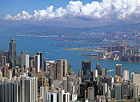 远眺,维多利亚港,形态,暸望,香港