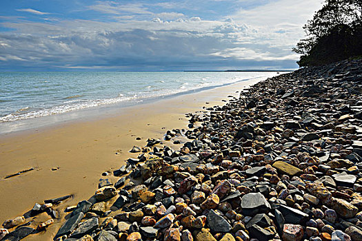 海滩,石头,赫维湾,昆士兰,澳大利亚