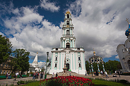 俄罗斯,莫斯科,金环,塞尔吉耶夫,寺院,圣徒,钟楼
