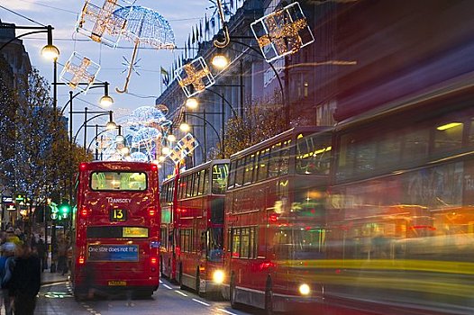 英国,英格兰,伦敦,牛津街,圣诞灯光