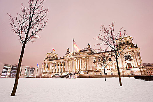 光亮,德国国会大厦,议会,建筑,冬天,柏林,德国,欧洲