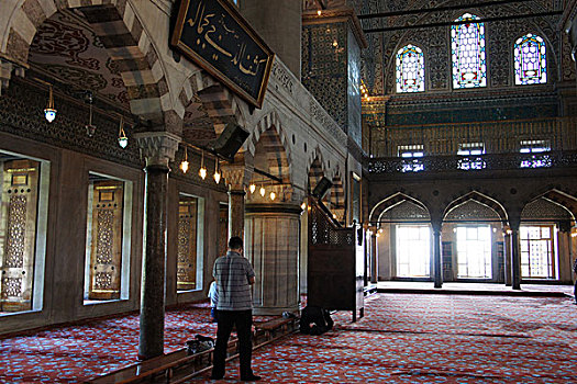 土耳其伊斯坦布尔,蓝色清真寺内景