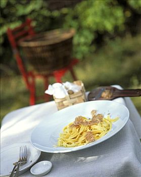 意大利干面条,意大利面,块菌,切片