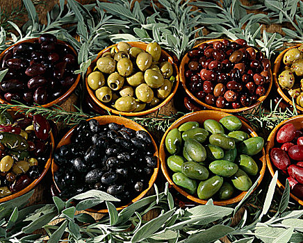 碗,种类,橄榄,新鲜,药草