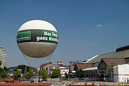 俘获,气球,正面,建筑,汉堡市,德国,欧洲