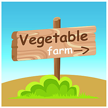 蔬菜,农场,木质,道路,指示,矢量,木板,文字,箭头,展示,方向,插画,有机,素食主义,广告