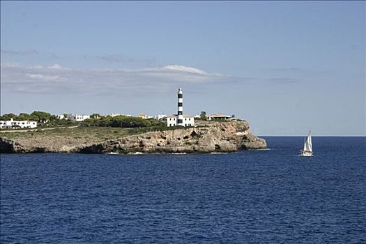 灯塔,港口,入口,西班牙,巴利阿里群岛,马略卡岛
