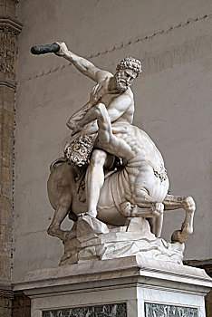 雕塑,大力神,凉廊,大厅,市政广场,佛罗伦萨,托斯卡纳,意大利,欧洲
