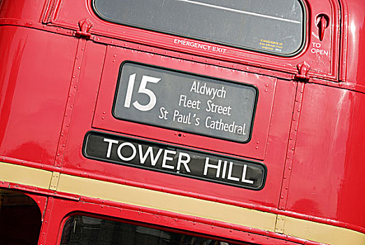 英格兰,伦敦,威斯敏斯特,背影,红色,伦敦双层巴士,巴士,展示,目的地