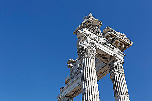 柱子,遗址,寺庙,图拉真,帕加马,贝加盟,土耳其,亚洲