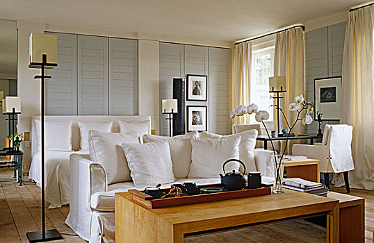 经典,现代,卧室,白色,沙发,木质,茶几