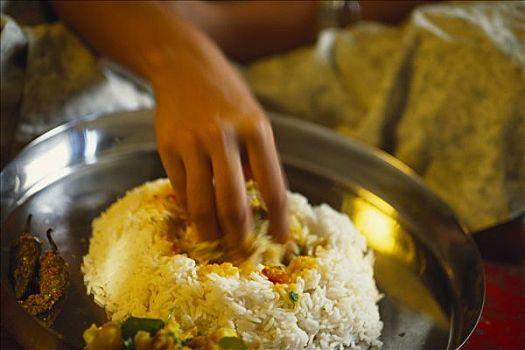 吃,米饭,印度