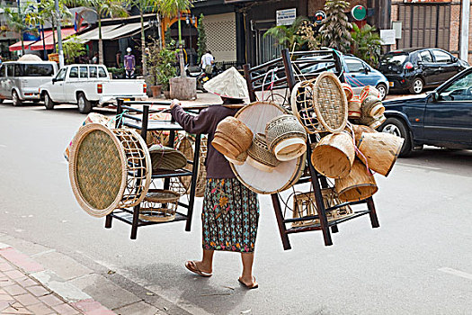 老挝,万象,街头摊贩
