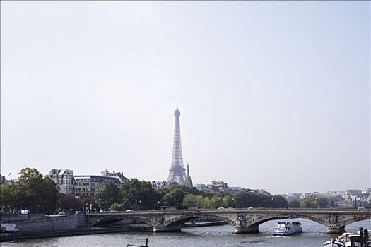 塞纳河,埃菲尔铁塔,远景,巴黎,法国