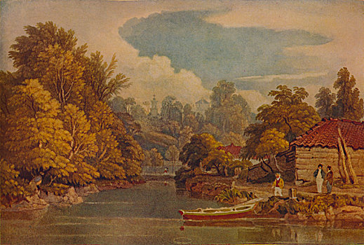 河边,19世纪,艺术家
