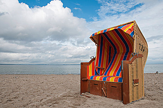 藤条沙滩椅,海滩,湾,波罗的海,石荷州,德国,欧洲