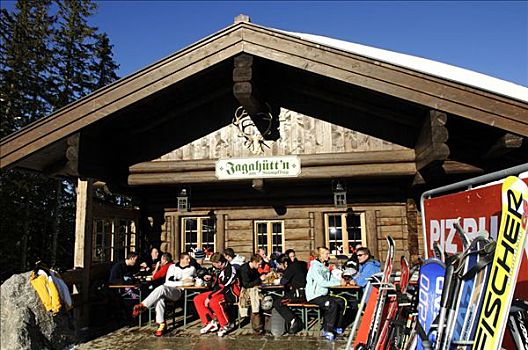 小屋,滑雪区,巴伐利亚阿尔卑斯山,上巴伐利亚,德国,欧洲