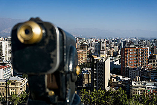 俯视图,城市,智利圣地牙哥,智利