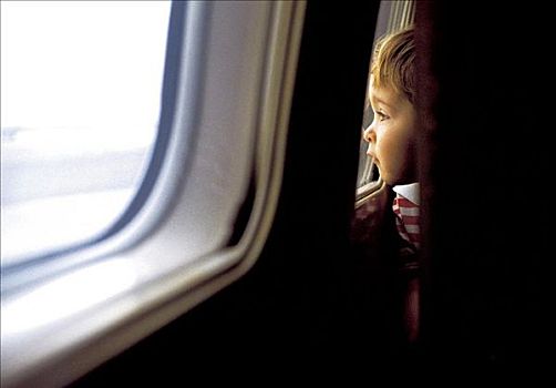 看穿,飞机,窗户,旅行,悲伤