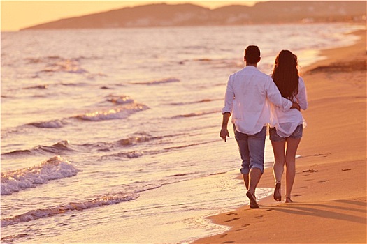 年轻,情侣,海滩,开心