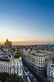 欧洲,西班牙,马德里,格兰大道,城市建筑,草,建筑背景