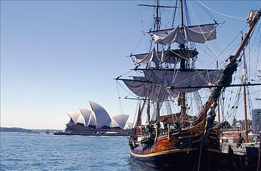 澳大利亚,悉尼,高桅横帆船,停泊,悉尼港