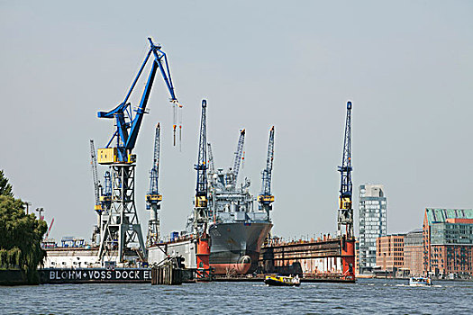 军舰,码头,汉堡市,德国,欧洲