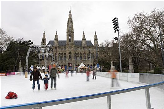滑冰,市政厅,维也纳,奥地利