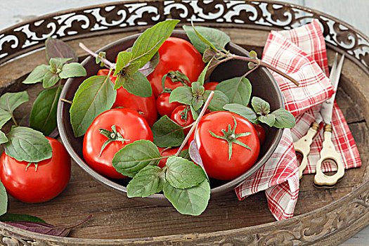 西红柿,新鲜,罗勒