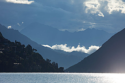 瑞士,湖,卢加诺