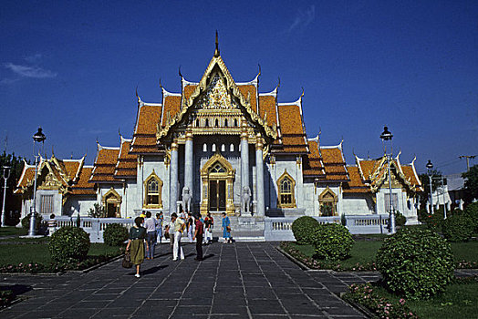 泰国,曼谷,大理石庙宇,寺院,正面