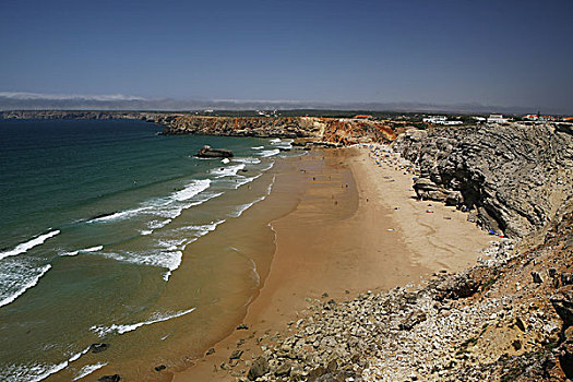海滩,悬崖,大西洋海岸,靠近,葡萄牙,欧洲