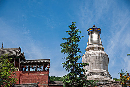 山西忻州市五台山塔院寺寺院大白塔