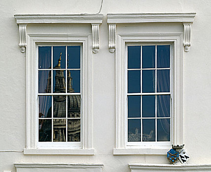 房子,伦敦,反射,大教堂,窗户